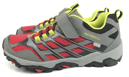 Merrell ML-B Moab Low AC Big Boy's Size 4W Gray Red Wtrpf Shoes X16-1222