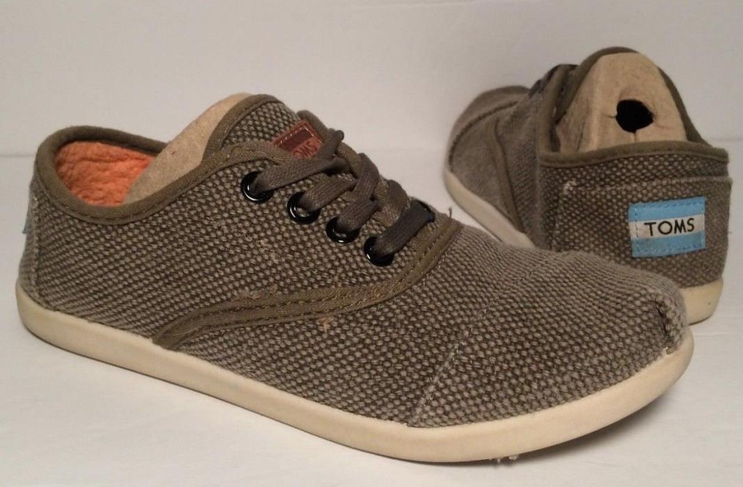 TOMS Boys CORDONES Hemp-Blend Lace-Up Casual Shoes-Beige (Youth Size 3.5)
