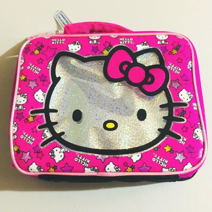SANRIO HELLO KITTY Insulated Pink & Black School Tote Cooler Snack Lunch Bag Box