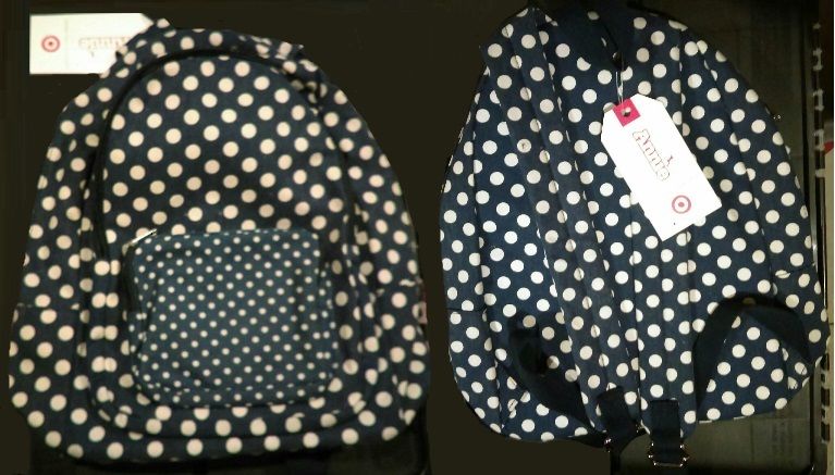 NEW Target BACKPACK NAVY and WHITE dots circles NWT