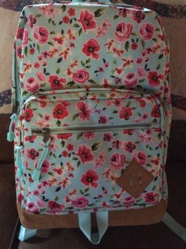 No Boundaries Mist Mint Floral Suede Bottom Backpack Dome-shaped backpack