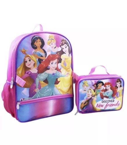 Disney Girls' Princess Backpack with Lunch Kit, Pink