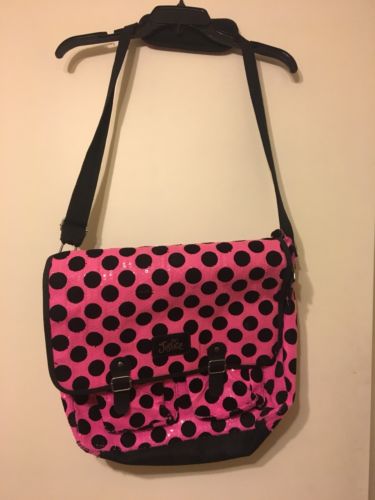 Justice Messenger Bag, Pink/black Sequins