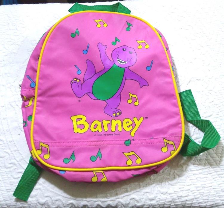 Barney Back Pack 1992 Bag Kids Dinosaur 12 Inches