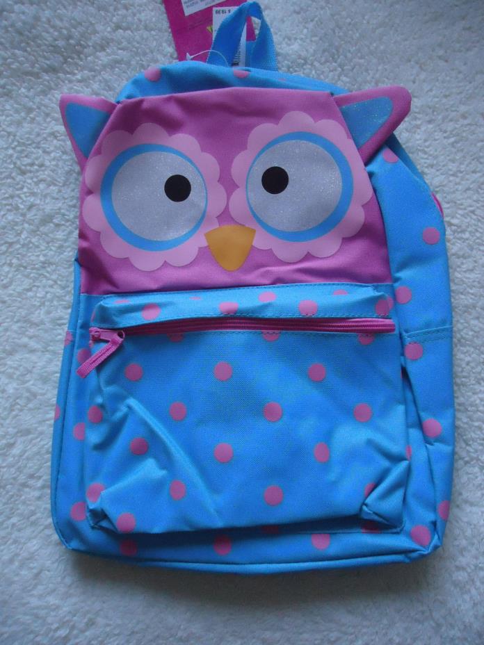 Backpack Accessories 22  Girls OWL Blue Pink  Size 16 '