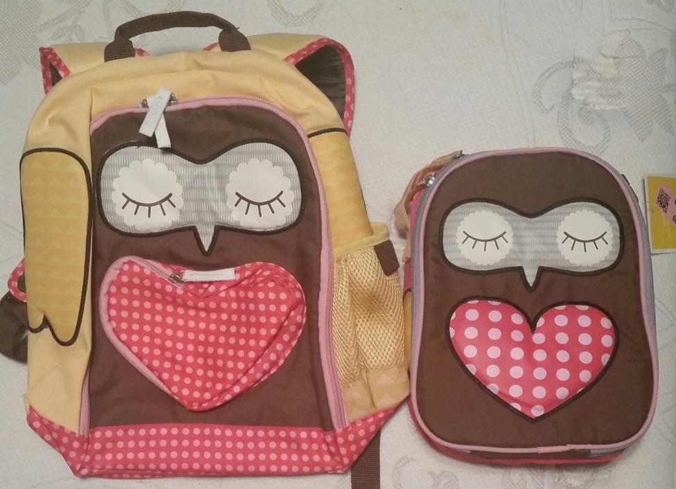 Circo Backpack and Lunch Box OWL Pink  Girls School Bag (2 Pieces) Heart