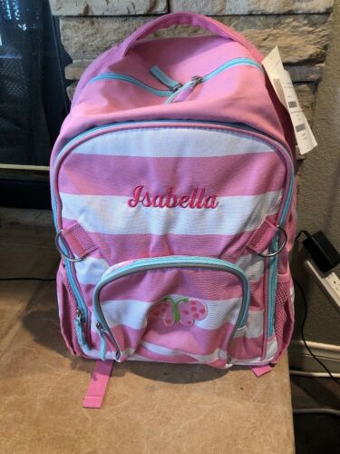 Pottery Barn Kids Fairfax Pink white stripes Large Backpack Isabella