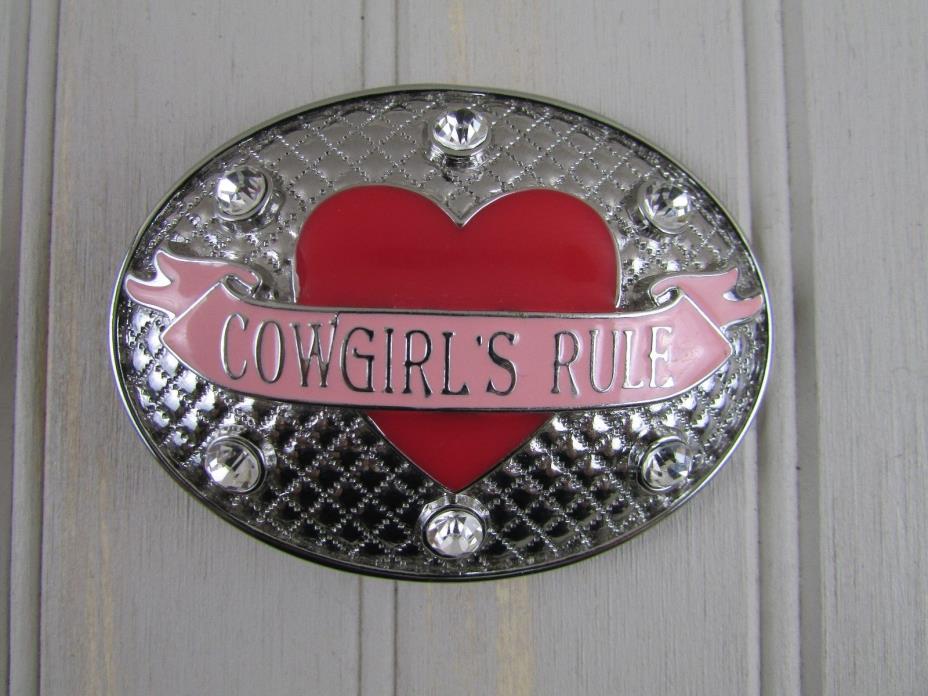 Cowgirls Rule Nocona Buckles Heart Bling Pink Girls Belt Buckle