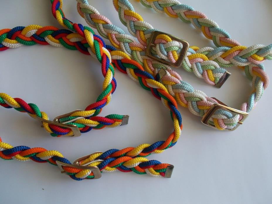 Belts, Braided, Pastel and Primary Colors, Set of 4, 28