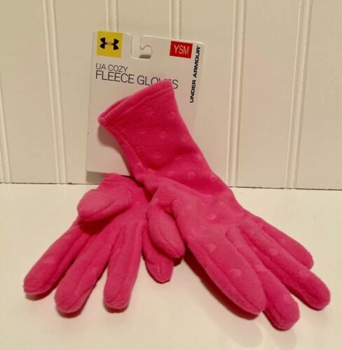 Under Armour North UA Fleece Cozy Gloves Pink YSM Girls