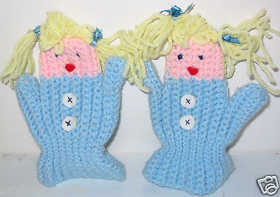 Too Cute! Hand Crochet Puppet Mittens for Little Girl Gift or Decoration New