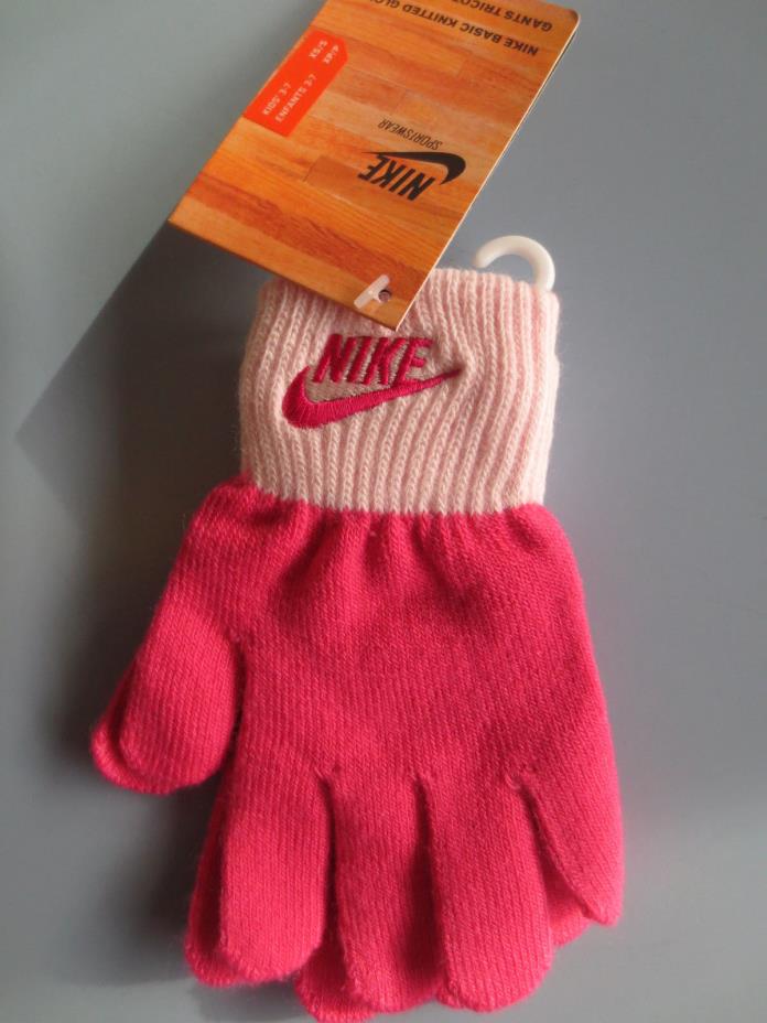 New Nike Girl's Stretch Knit Gloves Pink XS / S (3 - 7 )