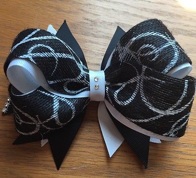 Black and White Hair Bow, 5