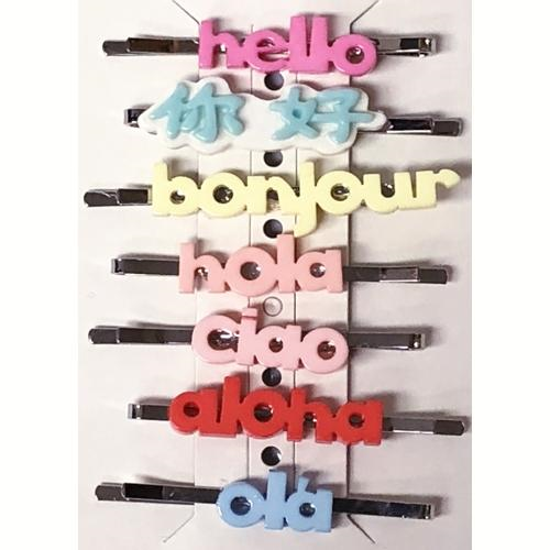 7 Premium Hello Greeting in Various Languages Bobby Pins Combo Pack - Cat & Jack