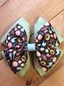 Handmade Pistachio And Brown Floral Hairbow; Hair Clips; Hair Accessories