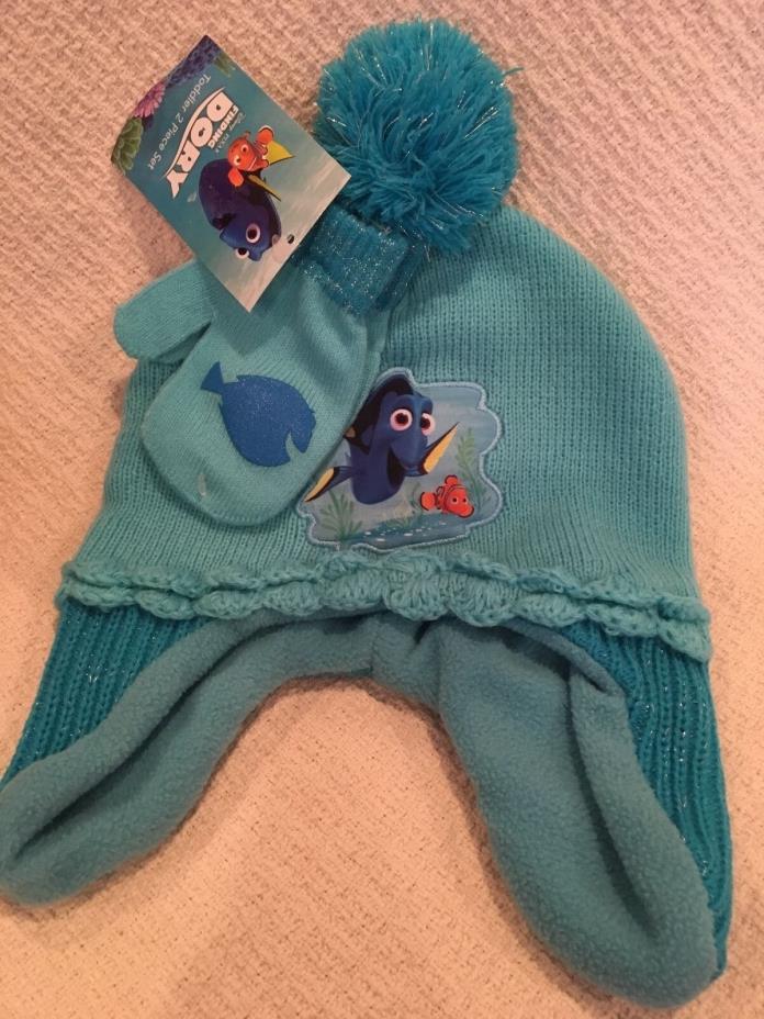 NWT DISNEY FINDING DORY NEMO TODDLER KNIT HAT, MITTENS  GLOVES TURQUOISE  OSFM