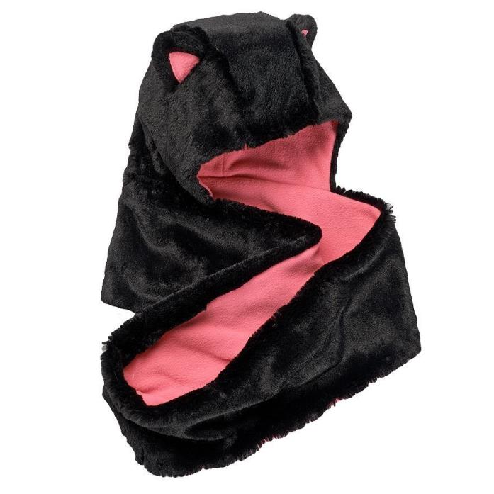 NWT Hooded Infinity Scarf Faux-Fur Cat Ears Hat Halloween Costume Girls 4-16