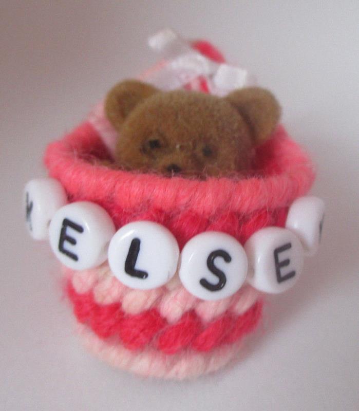 Personalized teddy bear pin with the name KELSEY new-handmade
