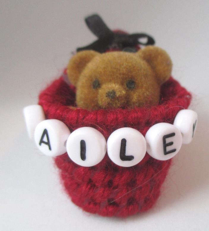 Personalized teddy bear pin with the name BAILEY-new-handmade