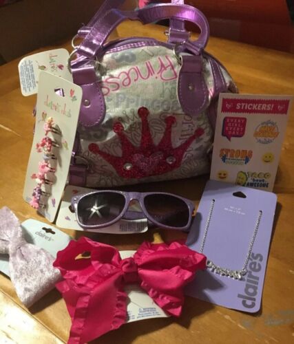 Claire’s Princess Bag Dance Ring Bow Necklace Glasses Justice Sticker Easter