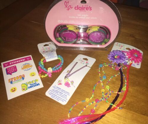 Claire’s Mermaid Swim Goggles Faux Hair Clips Justice Stickers Lot Easter