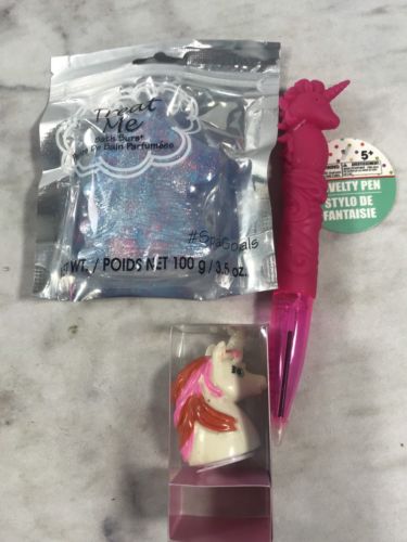 Unicorn Gift Set 3 Pcs Bath Pen Lip Gloss Christmas Gift Stocking Bundle