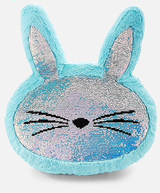 Justice Girls Bunny  Flip Sequin Blue/Shimmer Pillow New
