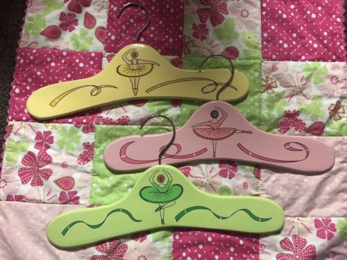 SET of 3 Hand Painted Wooden Children's Clothes Hangers Ballet Ballerina