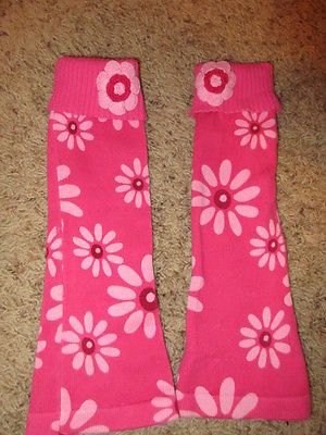 HANNA ANDERSSON  ~LILY~ TRES COZY PINK FLOWERED~ LEG WARMERS Girl's M 7-10 EC