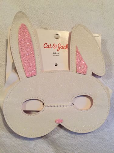 Cat And jack Bunny mask Pink & White Glitter Velcro New Target Dress Up Costume