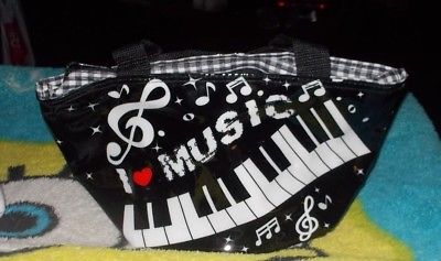 NWOT, Music, Keyboard Purse / Handbag, Black, Zips,(14)