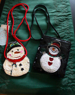 Two Snowman Themed Sequined Mini Purses-Holiday-Dover Kidz