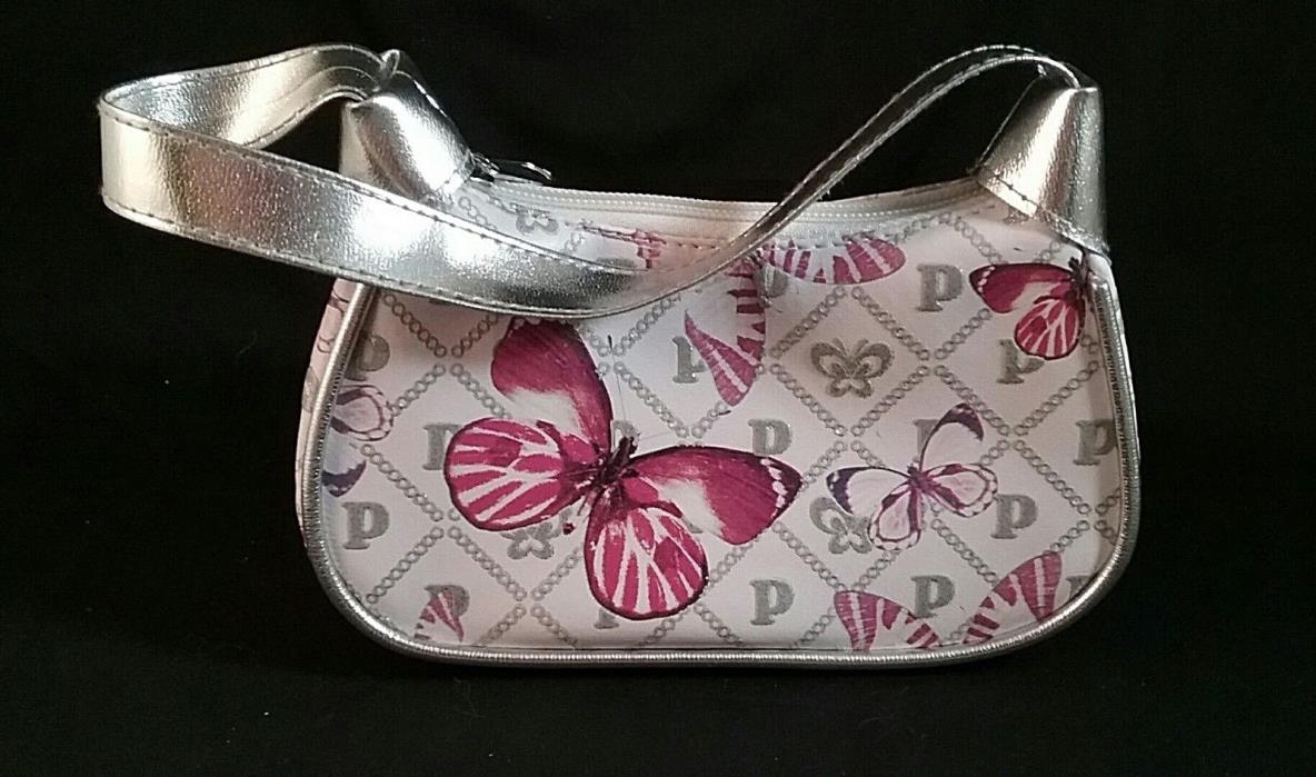 Claire's Club ~ Little Girl Sparkly Butterfly Princess  Purse ~Silver Trim