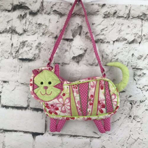 Little Girls Kitty Cat Purse Bag Quilted Green Pink Animal