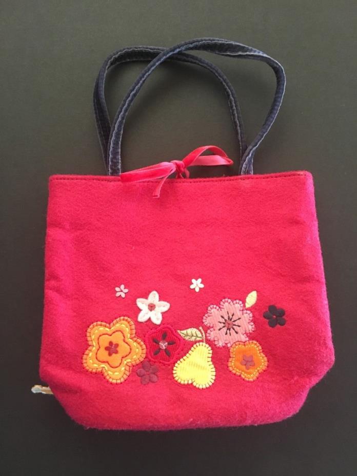 Gymboree girls Apple for the Teacher purse bag felt Pear flower EUC vintage