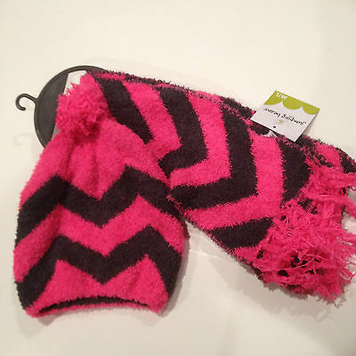NWT JUMPING BEANS BRIGHT PINK & GREY STRIPED SCARF AND HAT SIZE SMALL