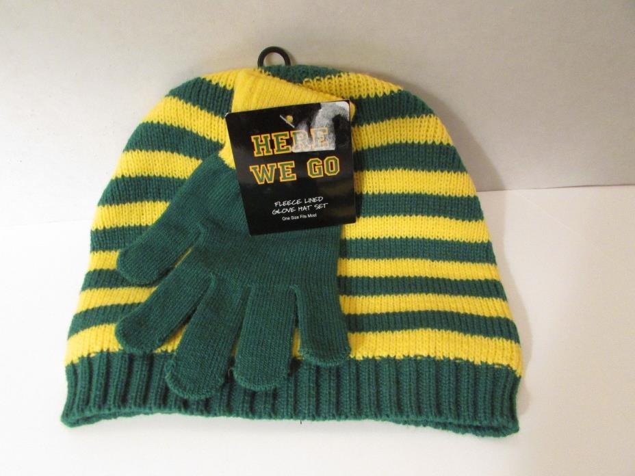 Fleece lined hat and glove set - Green and Gold - Packers fan gear - NEW!
