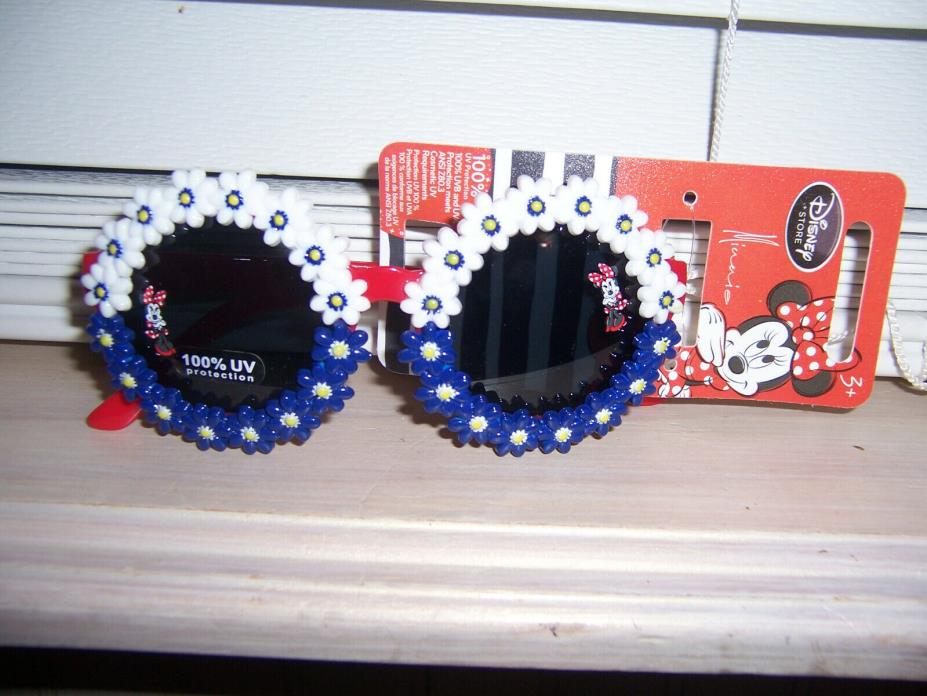 Disney Store MINNIE MOUSE Child Size SUNGLASSES Red White Blue Flowers 100% UV