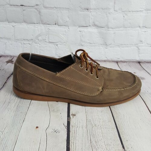 LL BEAN Signature Brown Leather Boat Deck Loafers Shoes Size Men's 11.5 D Medium