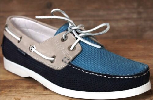 NIB Paul & Shark Yachting Boat Deck Woven Leather Shoes Made In Italy, EU44/US11