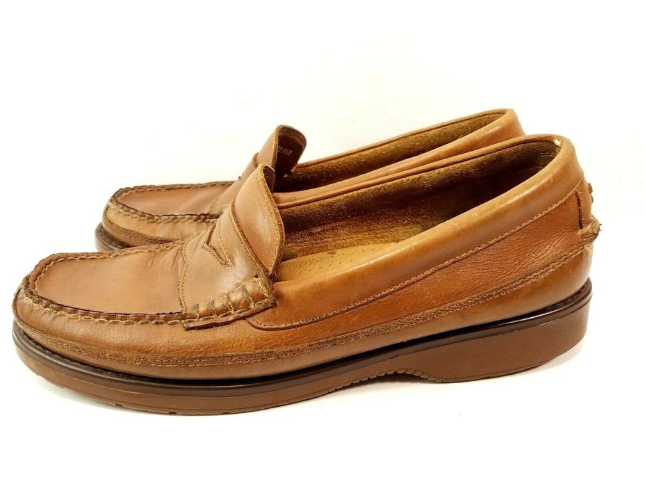 Bass Trader Penny Loafer Shoes Men's Leather Brown Slip On Size 9.5