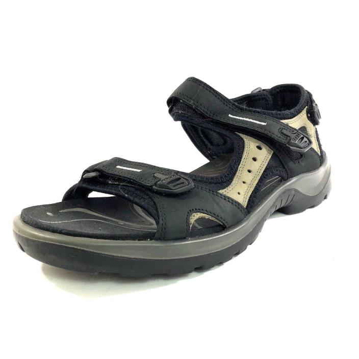 ecco Women Shoes Sandals SZ 39 Black Gray Versatile Indoor Outdoor Hiking Active