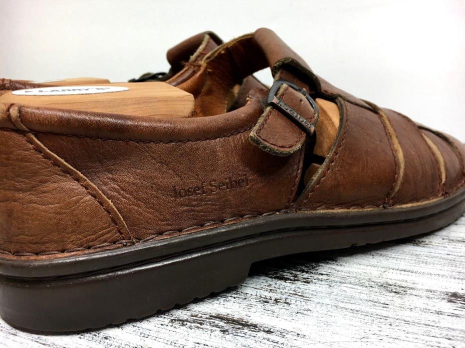 Josef Seibel Fisherman Sandal Size 9 US 42 EU Mens Brown Leather Comfort Shoes