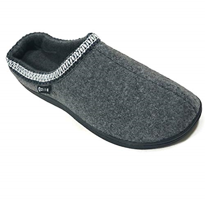 Men's Memory Foam Slippers Comfortable Polar Fleece Lined Grey/Navy House Shoes