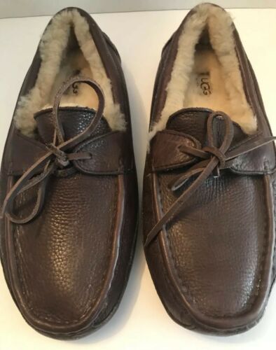 UGG Australia Byron Mens Slipper Moccasin Brown Genuine Leather Sheepskin Size 9