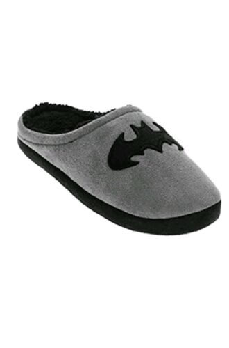 DC Comics Batman Men's Grey/Black Slip-On Slippers Size Large (11-12) NWT