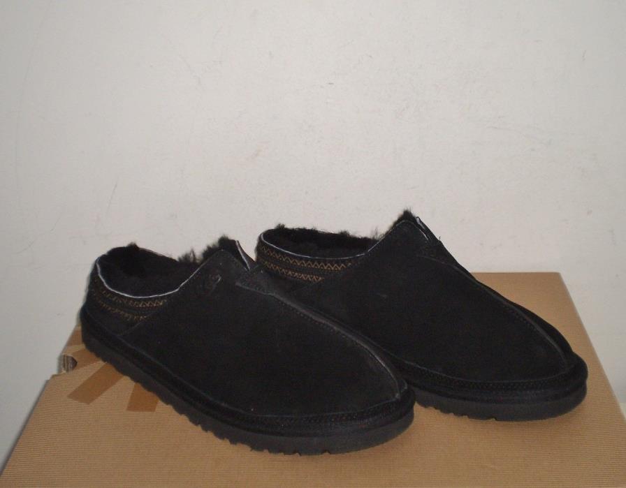 UGG Men's NEUMAN Slippers Shoes 12US BLACK SUEDE NWOB $120 MSRP