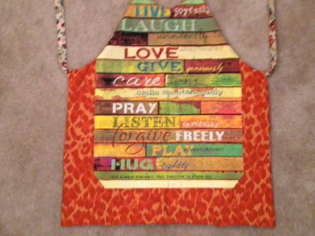 Apron. Handmade. Reversible. One size. New. So pretty! Encouragement words