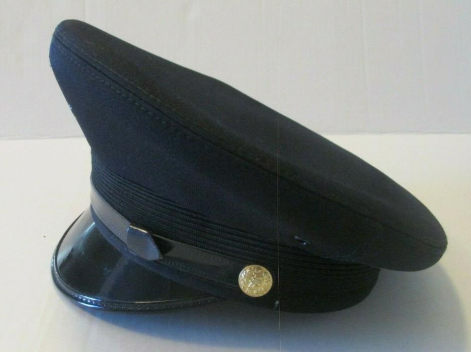 Mid Way Cap 5 Star Military Style Navy Blue Black Round Top Mesh Band Hat