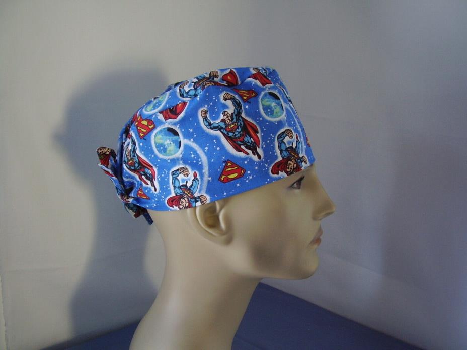 Scrub Hat Surgical Tieback Cap - Superman - One size